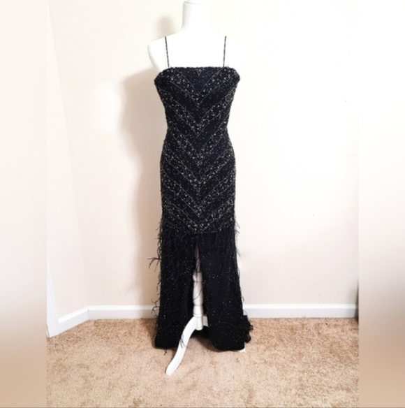 beaded strap dress Sleeveless Watercolor Floral Beaded Straps Satin Gown - MEDIUM / MULTICOLOR main image 0